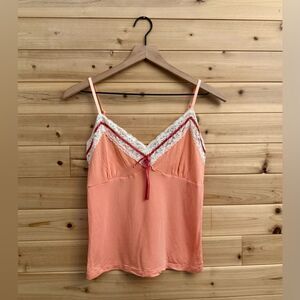 Y2K Old Navy Size Small Coquette Romantic Lace Bow Stretchy Babydoll Tank Top